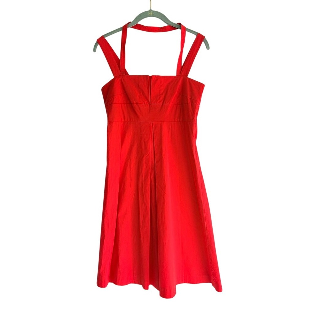 Filippa K Cherry Red Halter Pinup Neck Fit and Flare Cotton Stretch Dress Size S